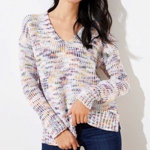 LOFT • Petite Spacedye Double V Sweater